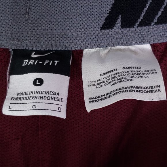 Nike Dri-Fit Virginia Tech Men's Large Mesh Basketball Shorts, Gray Maroon 8.5" - Picture 7 of 7